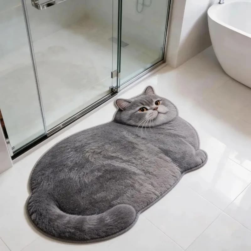 Tappetino da Bagno 3D a Forma di Gatto in Diatomite, Super Assorbente, Antiscivolo, ad Asciugatura Rapida, per Amanti dei Gatti, Decorazione Casa, Regalo