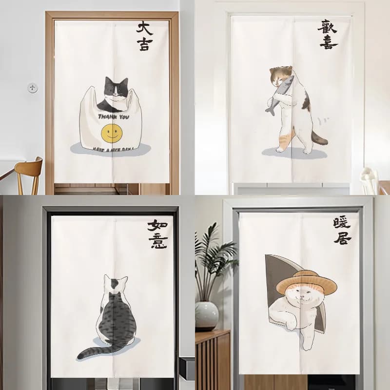 Tenda Giapponese VIKAMA per Gatti, Divisorio per Cucina e Camera da Letto, Mezza Tenda per Sala da Pranzo e Ingresso, Decorazione per la Casa