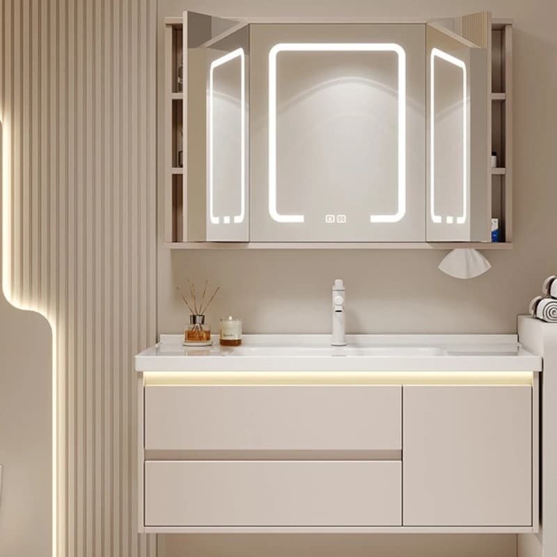 Mobili da bagno pieghevoli Feng Shui Armadi da bagno in ceramica a specchio Mobili da bagno combinati per la casa in Particolare ZY50YSG