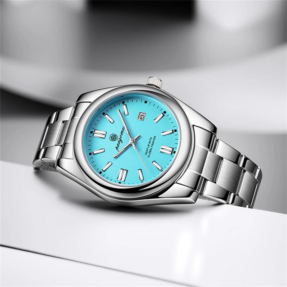 PAAZOMU Orologio da uomo al quarzo rotondo alla moda, impermeabile, luminoso, con data, in acciaio inossidabile, orologio da polso di lusso per uomo d'affari