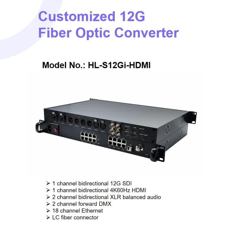 Video SDI bidi-rezionario 12G+HDMI 4K60Hz+Audio bianco XLR+Ethernet 18CH+DMX, Apparecchiature per il trasporto di segnali UltraHD