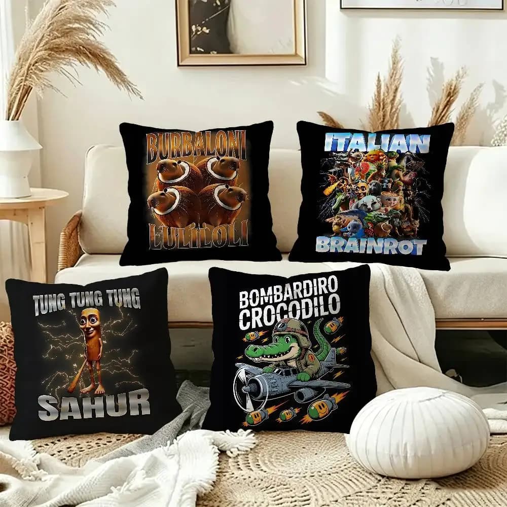 I-ITALIANS B-Brainrot Creative animal Lucky Dragon pillow cover sofa cushion cover home room decoration children gift