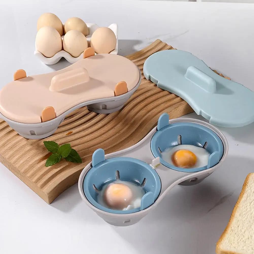 Forno a microonde Bracconiere per uova 2 Griglie Fornello per uova in silicone per uova sode Uova di anatra e uova domestiche Gadget da cucina