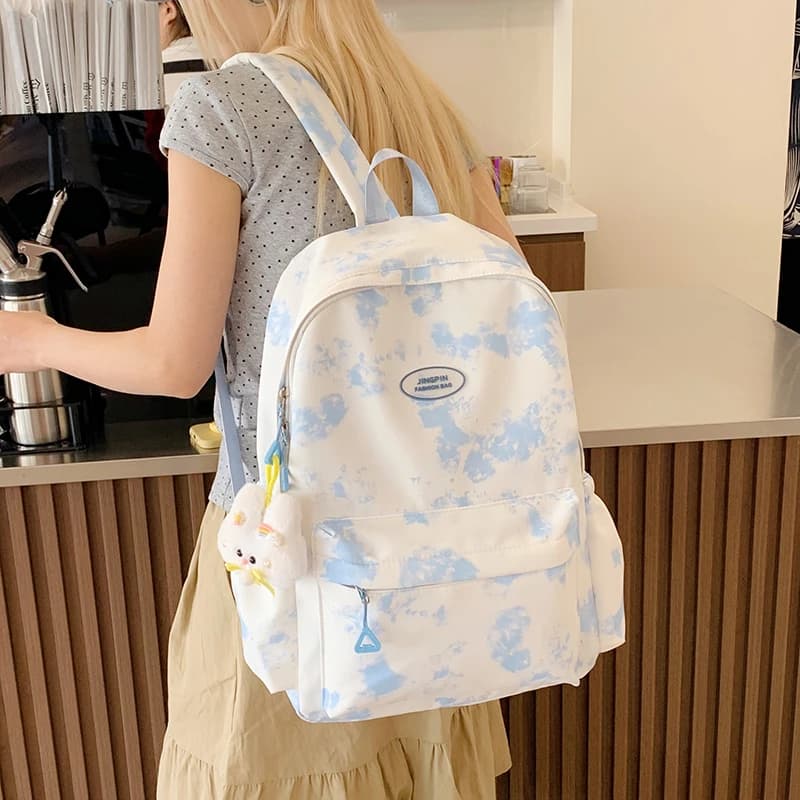 New Trendy Versatile Women's Large Capacity Tie Dye Nylon Cloth Student Schoolbags Outdoor Minimalist Leisure Travel Backpack