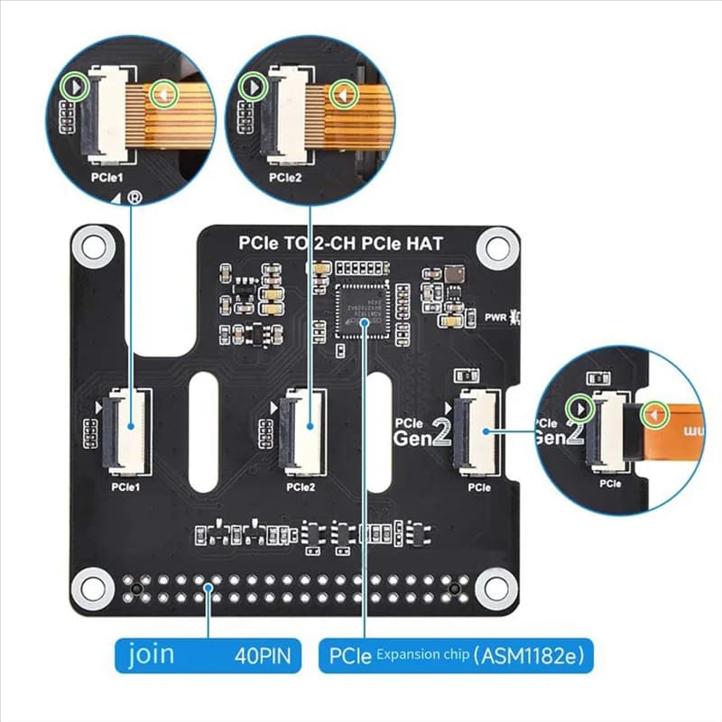 AY14 -For Raspberry Pi 5 Expansion Card from Pcie to FFC Expansion Card Pcie FFC double channel for high speed performance