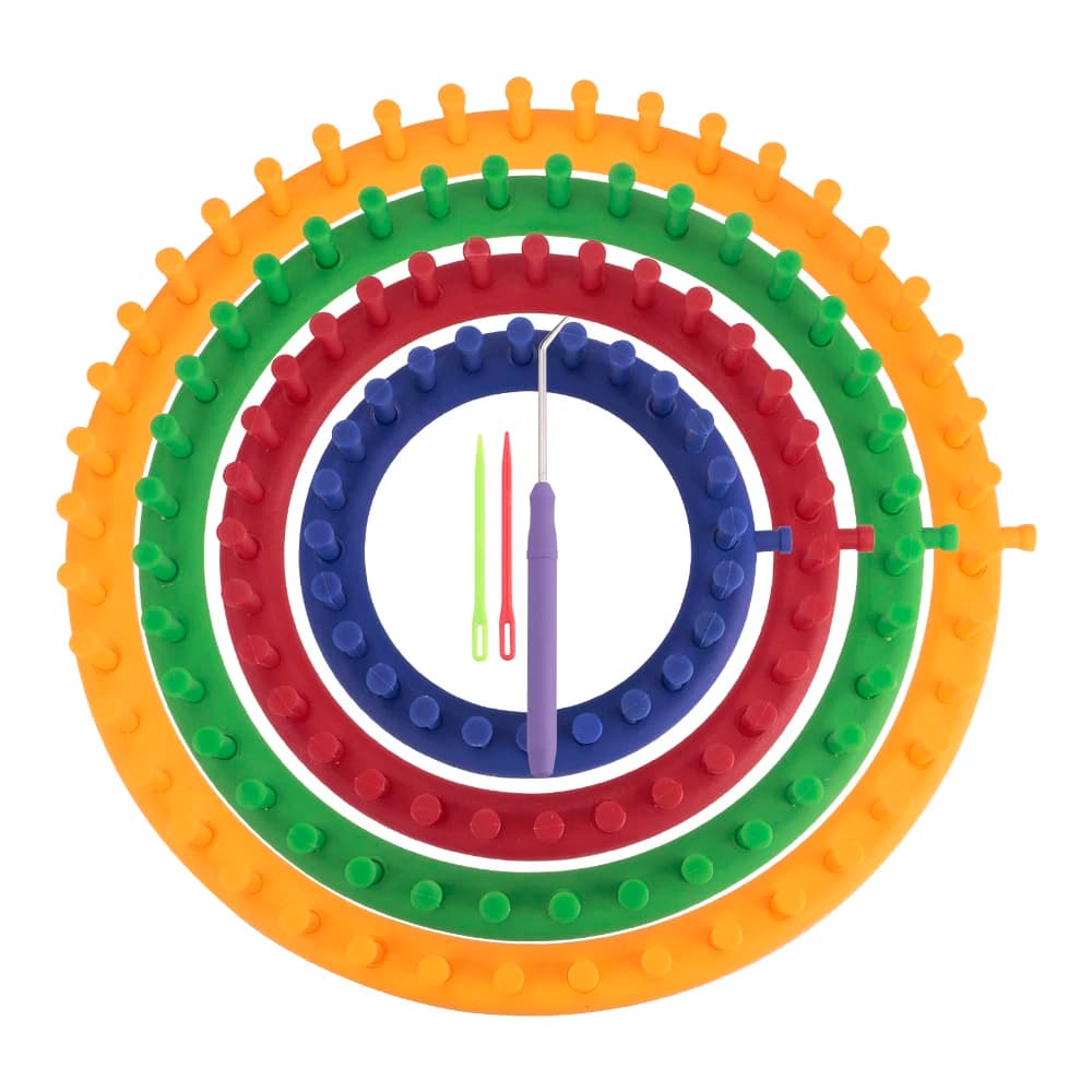 1 set di strumenti circolari in plastica per lavorare a maglia, ideali per realizzare cappelli/sciarpe/scialli, strumento per lavorare a maglia rotondo, facile da usare, lavoro a maglia veloce.