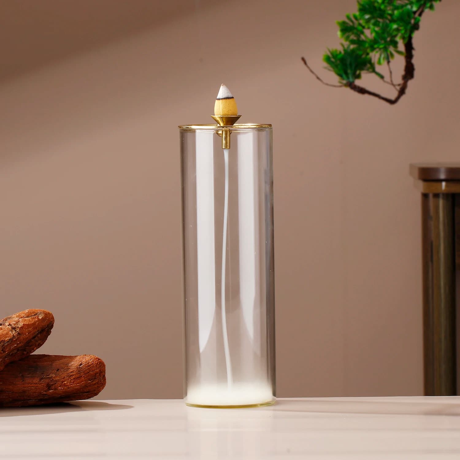 Portaincenso in vetro 2 in 1, bruciatore di incenso a riflusso per cono di incenso, porta bastoncini di incenso anti-cenere per meditazione, yoga, spa