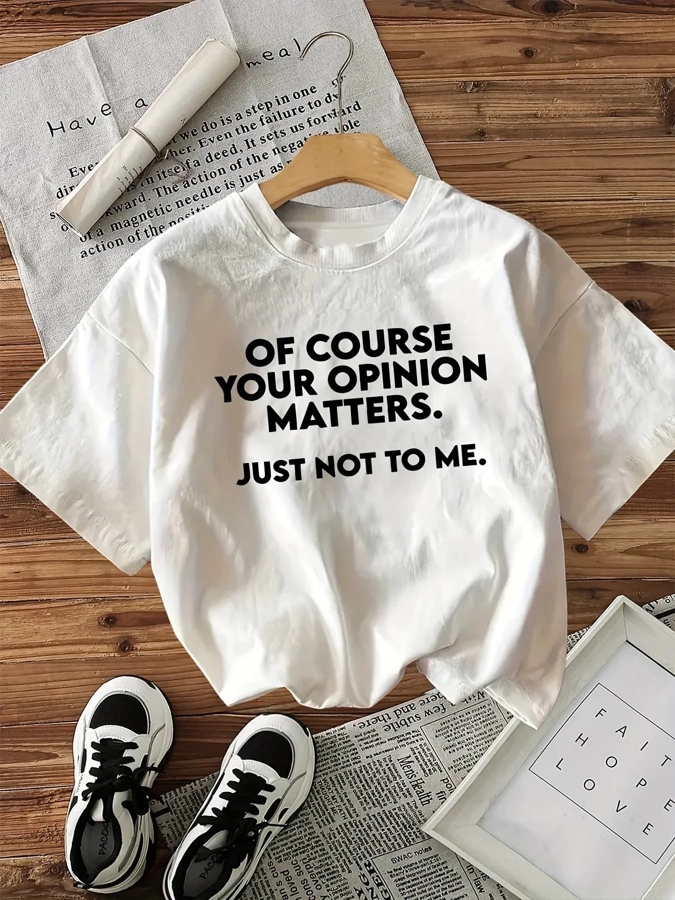 Your Opinion Matter Slogan Tee Season Comfort T-shirt da donna con lettera Girocollo casual Abbigliamento donna
