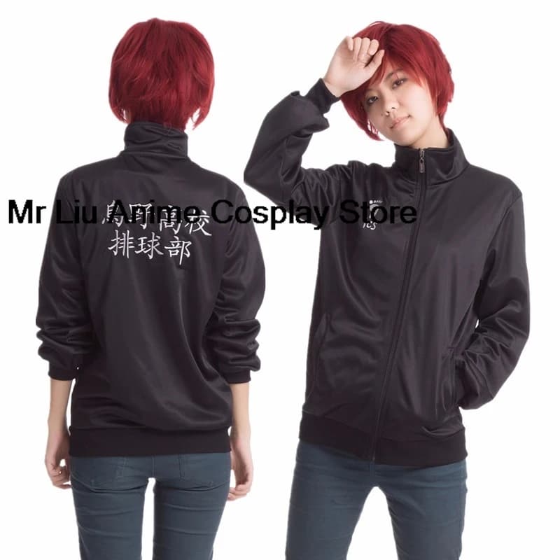 Costumi Cosplay Anime, Uniforme del Club di Pallavolo della Scuola Superiore Karasuno, Abbigliamento Sportivo, Giacca Oversize, Cappotto Nero, Pantaloni