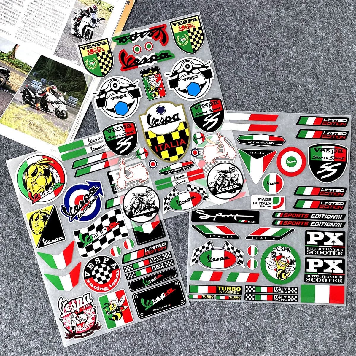 Adesivi per Casco e Carrozzeria Moto VESPA, Accessori Moto Impermeabili per GTS GTV LX LXV Sprint Primavera 125 150 200 250 300