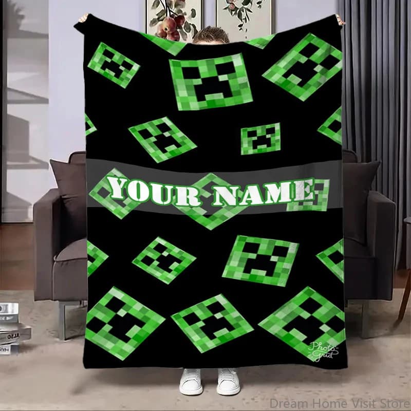 Coperta Personalizzata con Nome, Stampa Pixel, Calda e Confortevole per Divano e Letto, per Adulti e Bambini, Ideale come Regalo