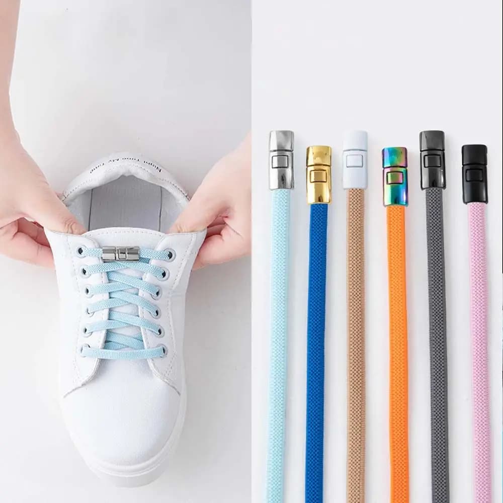 Lacci per scarpe creativi fai da te, senza nodo, con chiusura in metallo, stringhe rapide per sneaker, fibbia a scatto