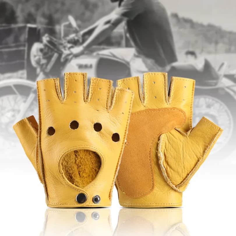 Guanti da Uomo Senza Dita in Pelle di Capra e PU, per Guida, Fitness, Moto e Ciclismo, NUOVI, Vendita all'Ingrosso