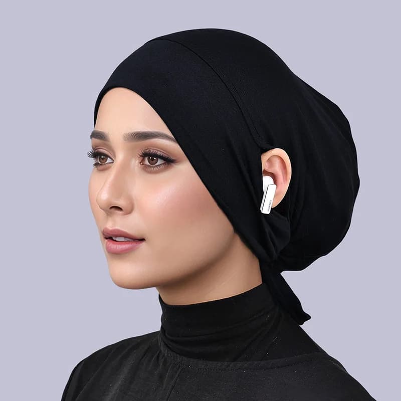 Modale regolabile sotto il cappuccio con foro per l'orecchio Cappellini Hijab Solido Hijab musulmano Sciarpa interna Lady Bandane Cap sotto i cappucci Hijab morbido