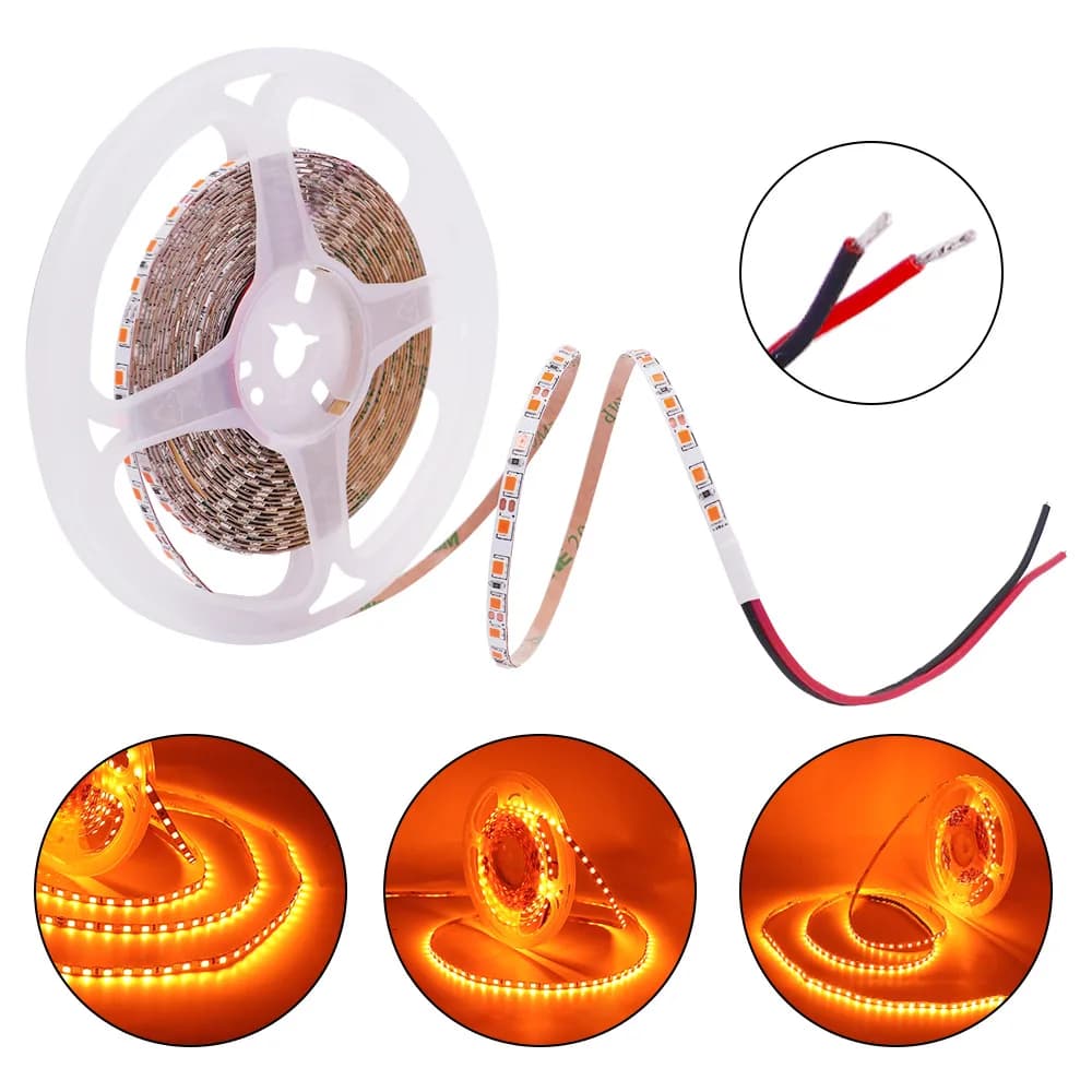 12V 4mm 8mm 10mm arancione ambra fiamma LED striscia flessibile 1800k 1900k 240LED/m 120LED/m nastro flessibile morbido 5M/rotolo