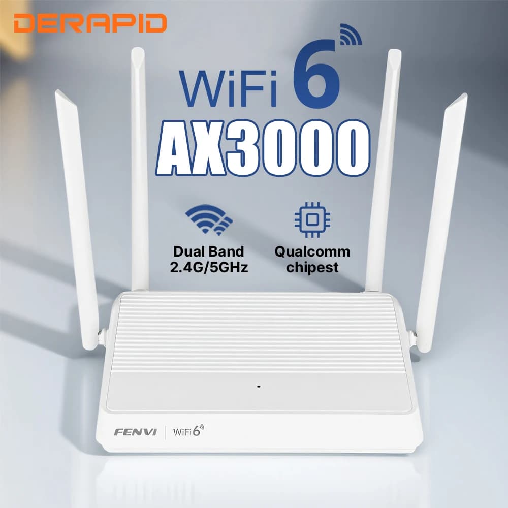 FENVI AX3000 Router WiFi 6 Mesh - Estensore di portata wireless 2,4G/5GHz con 4 antenne ad alto guadagno Amplificatore di segnale Gigabit per la casa