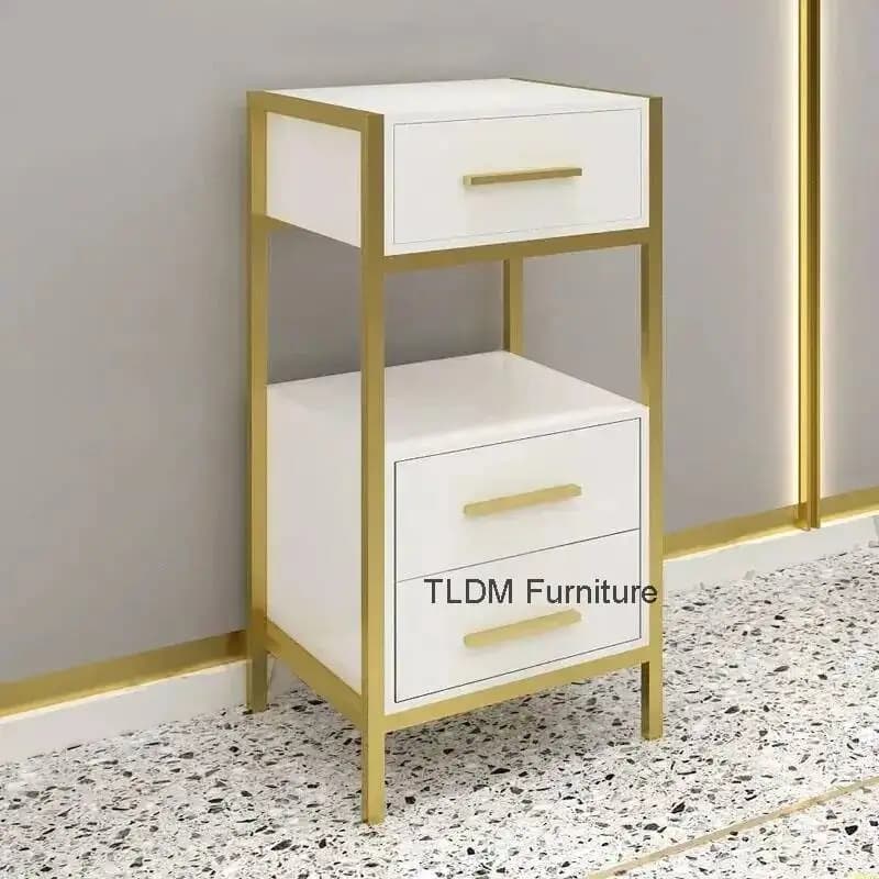 Carrello per estetista Passeggino per pedicure per la stazione del salone di bellezza Attrezzatura per parrucchiere Mobili Oro Acrilico Lusso