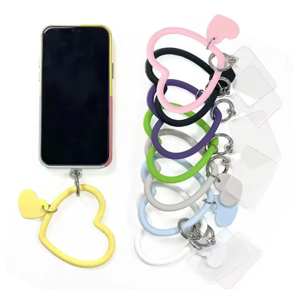 Hot SellingSilicone Keychain Bracelet, Portable Phone Strap, Silicone Heart-Shaped Bracelet, Anti-Drop, Anti