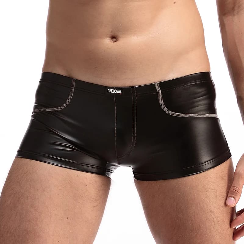 2 pezzi/1 pezzi boxer in pelle da uomo pantaloncini U sacchetto convesso mutandine bikini intimo comodi bauli morbidi boxer sexy