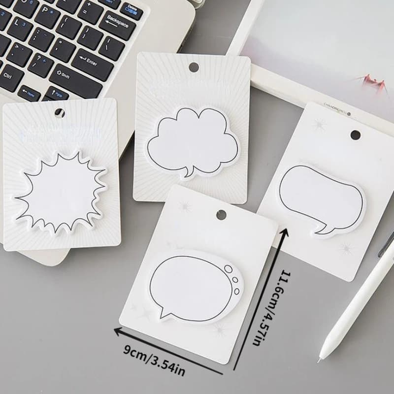 4 pezzi di blocco note creativo in stile giapponese con scatola di dialogo, autoadesivo, N volte riutilizzabile, per appunti, segnalibro, forniture per scuola e ufficio