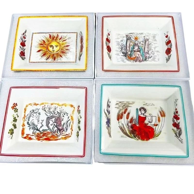 European-Style Sun Ceramic Jewelry Storage Tray Rectangular High-End Retro Storage Tray Ashtray
