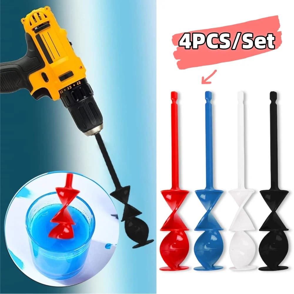 4PCS/Set Paint Mixer Drill Tools Plastic, Reusable, Epoxy and Resin Mixer Attachment Paddle Mix Kit Ceramic Glaze