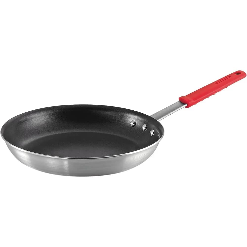 Padella Professionale Antiaderente da 12 Pollici in Alluminio Pesante con Rivestimento Rinforzato e Manico Rosso, Lavabile in Lavastoviglie e Adatta al Forno