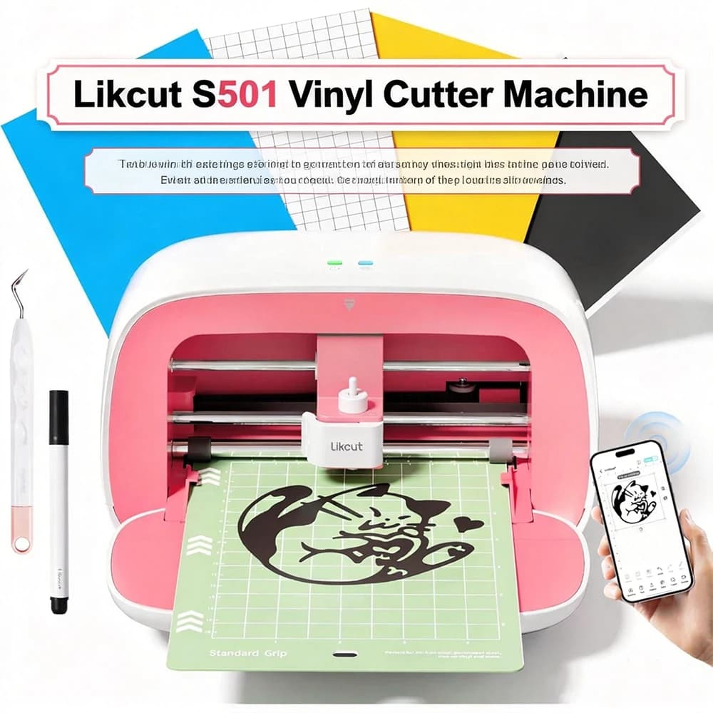 Likcut Glee S501 Macchina da Taglio Vinile Portatile Intelligente per Artigianato Fai-da-te, Adesivi, Decalcomanie e Ciondoli in Resina