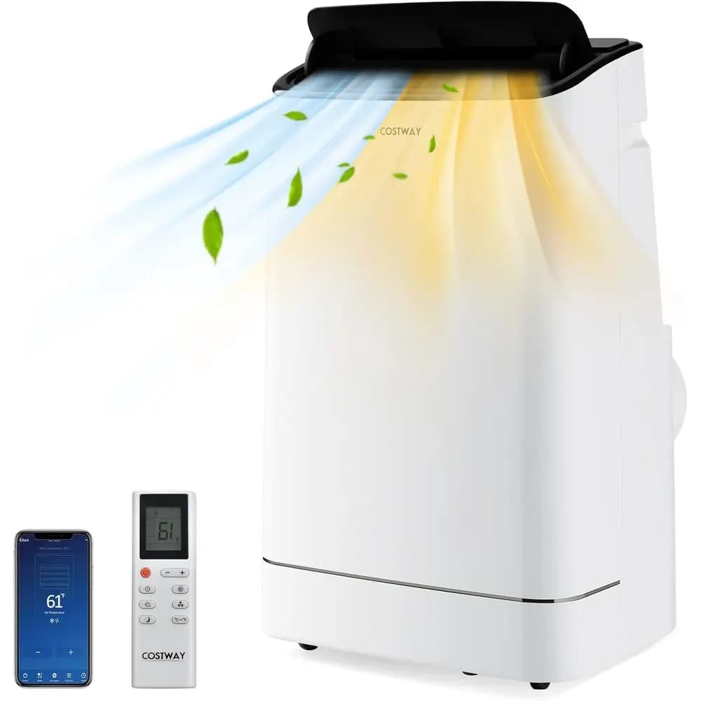 Condizionatore d'aria portatile da 15000 BTU con funzione di riscaldamento, oscillazione automatica, 4-in-1, 800 piedi quadrati, deumidificatore integrato, timer 24 ore, controllo remoto/APP