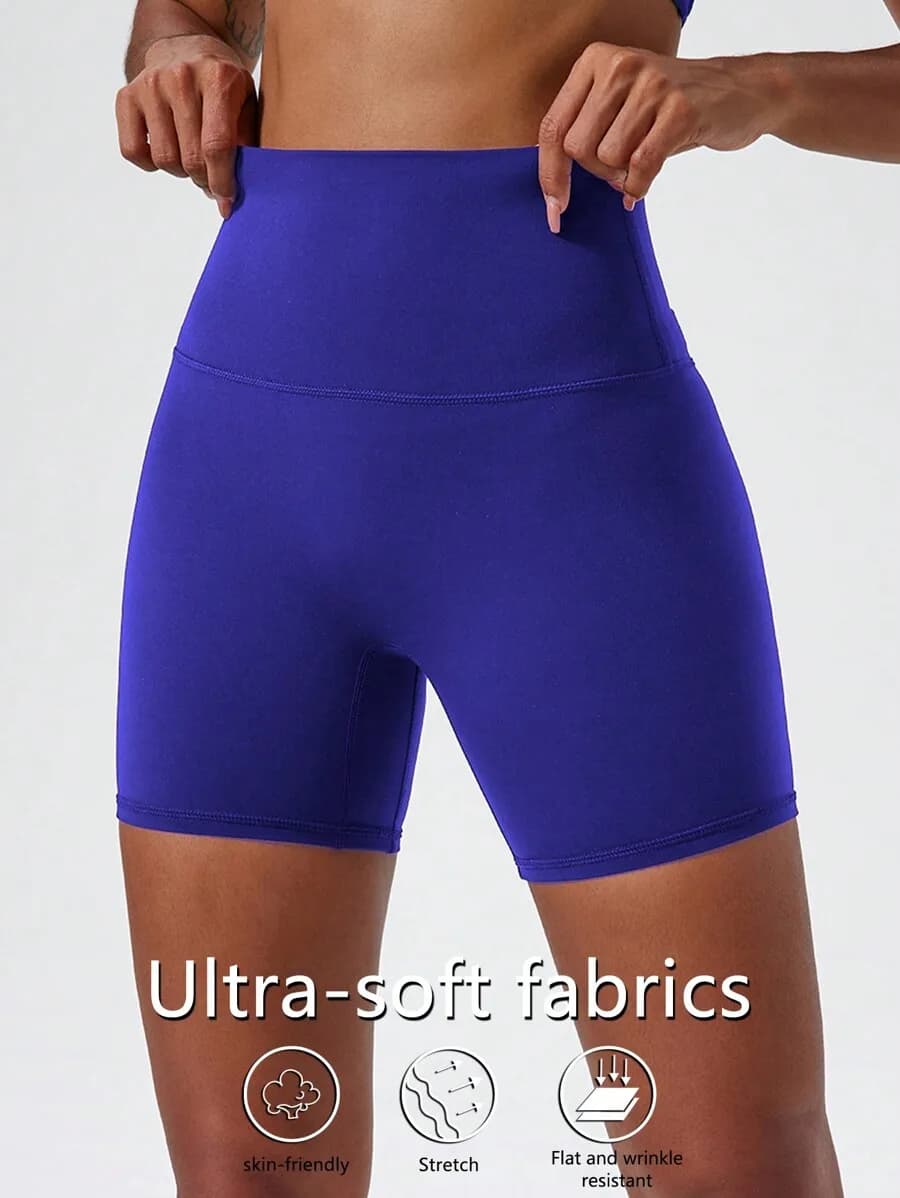 Pantaloncini da yoga elasticizzati a vita alta ultra morbidi da donna - Pantaloni da ciclismo e da palestra traspiranti, assorbenti il sudore e antipiega