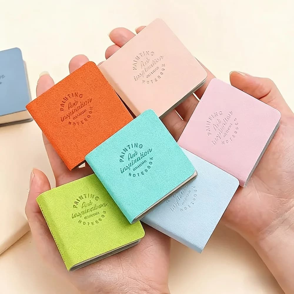 3pcs Mini Square Watercolor Sketchbooks,2.0x2.0inch, 48 Sheets/96 Pages Thick Paper, Faux Leather Cover - Art Painting Supplies
