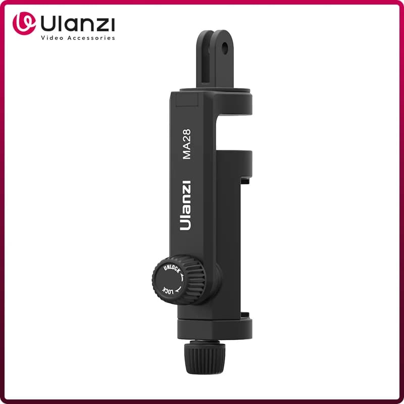 Ulanzi MA28 Supporto per treppiede per telefono Morsetto Supporto per telefono verticale orizzontale per riprese per Gopro Action Camera Phone Vlog Shoot