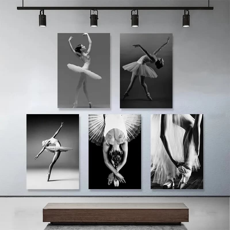 Scandinavian Minimalist Ballet Dancer Canvas Art Black White Poster Fresh Home Wall Decor for Living Room