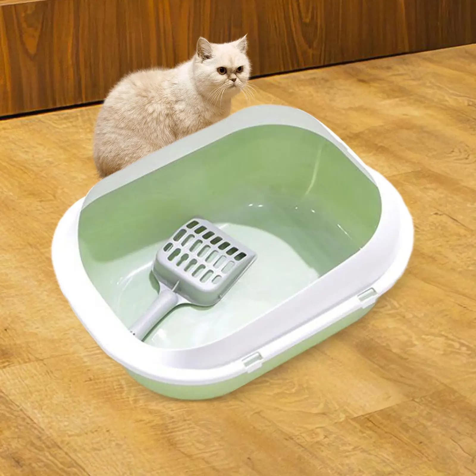 Lettiera per animali domestici con parte superiore aperta Ampio spazio Facile pulizia Facile accesso Toilette per gatti Toilette per gatti Scatola di sabbia Lettiera per animali semi chiusa