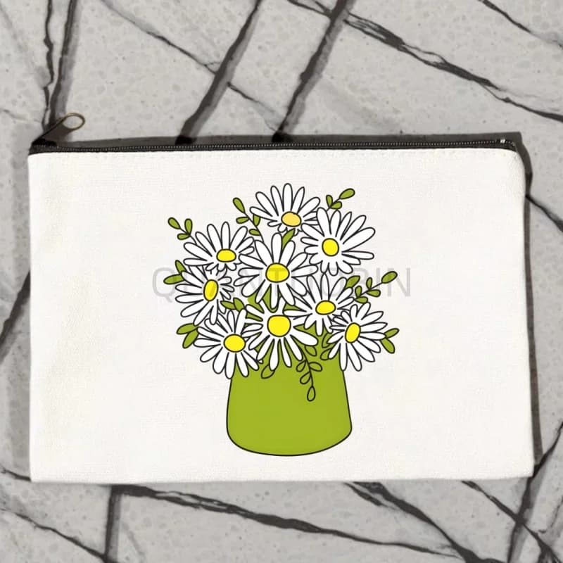 Love Daisy Feeling Daisy Storage Borsa con cerniera Borse per cosmetici in tela Profumo da viaggio Custodia per rossetto Portafoglio Regalo per maglieria