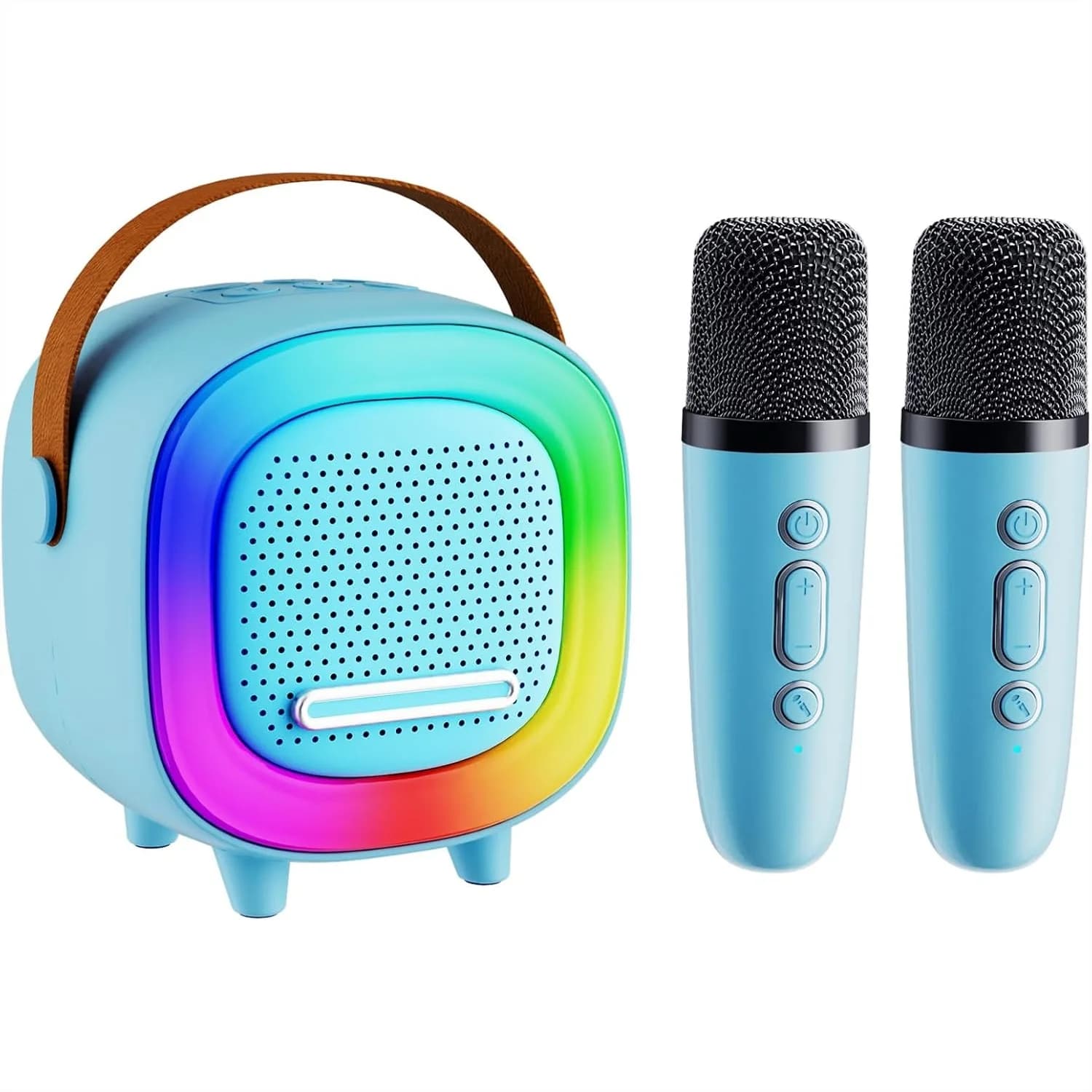 Macchina Karaoke Bluetooth Portatile con 2 Microfoni Wireless per Bambini e Adulti, Divertente Regalo di Compleanno per Età 4-12+