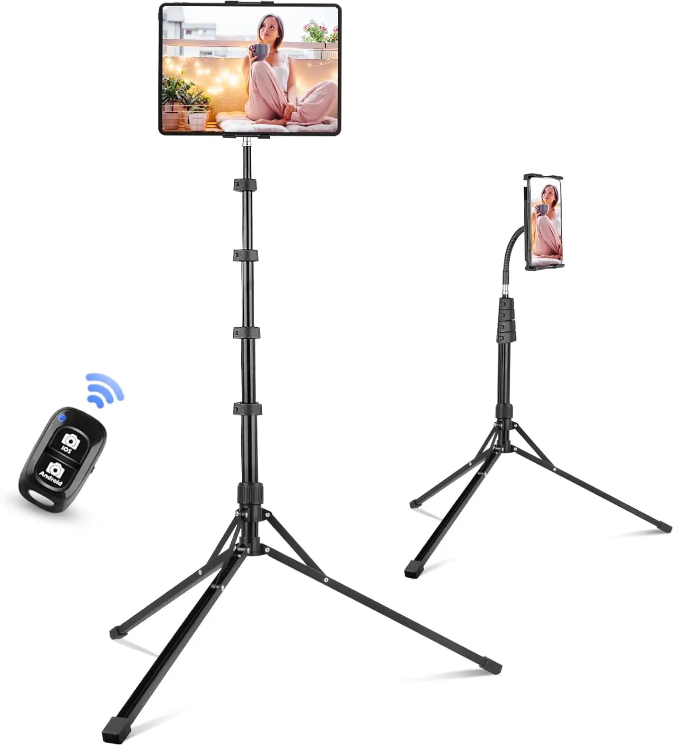 Supporto Treppiede Regolabile Altezza 67'', Porta Tablet per iPad, Kindle, Switch, Smartphone, Dispositivi da 4.7"-12.9"