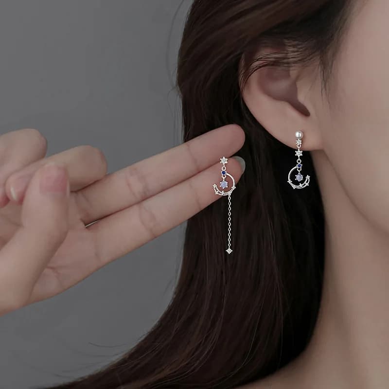 REETI Orecchini a forma di luna in argento sterling 925 per donne e ragazze, regalo Orecchini a bottone con gioielli in argento sterling di moda calda
