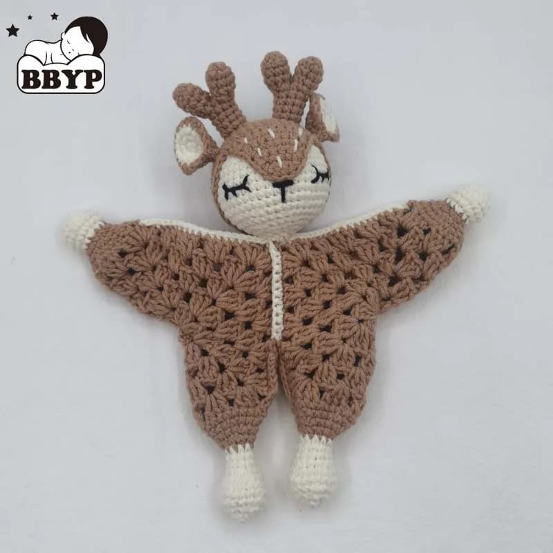 Cotone all'uncinetto Dormire Lenire Giocattoli Cervo Alce Lovey Coperta di sicurezza per bambini Asciugamano Bambole addormentate Giocattolo educativo fatto a mano