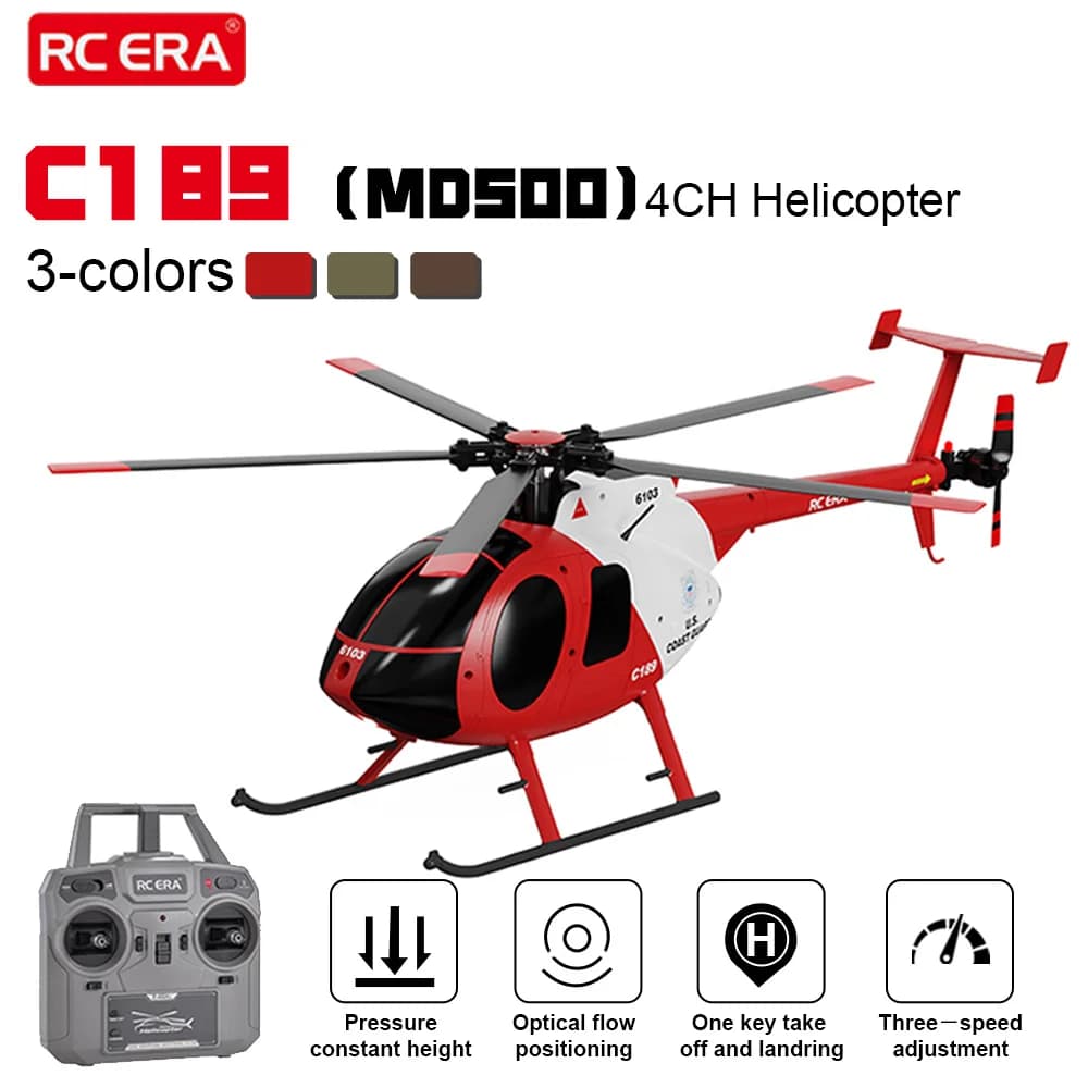 Elicottero RC ERA C189 (MD500) 4CH 1/28, 15 minuti di volo, giroscopio a 6 assi, doppio motore brushless, posizionamento ottico, aereo telecomandato