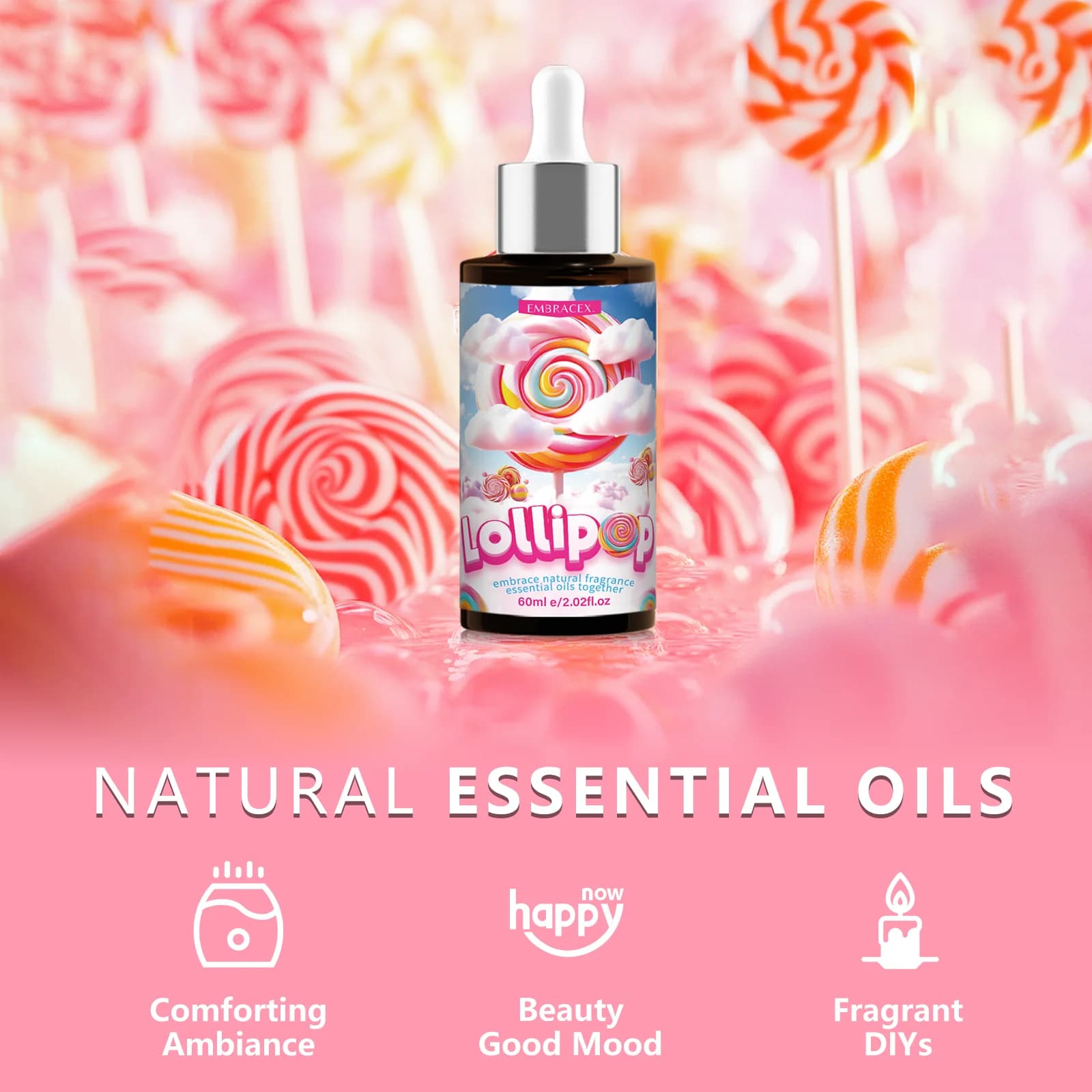 60ml Lecca-lecca Essential Oil Fragrance Sweet Aromatherapy For Long-Term Car For Gift Friends Perfume
