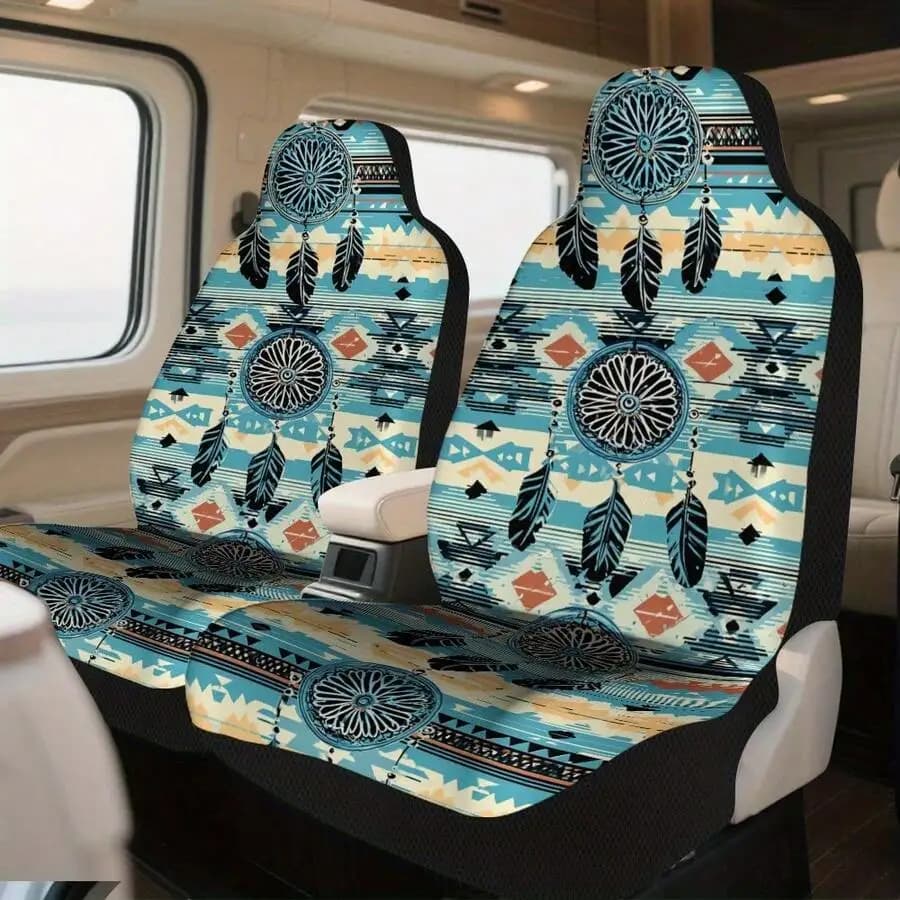 Geometric Dreamcatcher Car Seat Covers Set For Adults Universal Fit For Cars Trucks SUVs