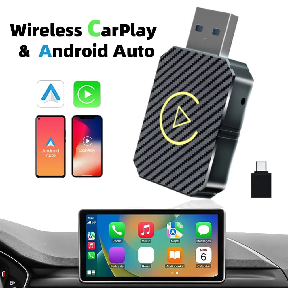Adapter CarPlay Wireless Update 2025 Android Auto Dongle Smart 2 in 1 Wired Plug & Play Wireless Easy to Use for iPhone Android