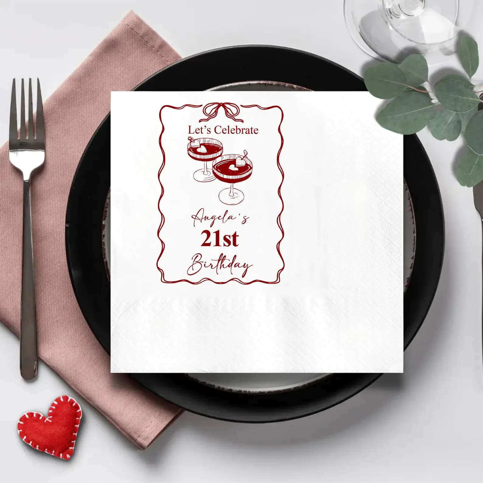Tovaglioli per la festa del 21° compleanno, asciugamani personalizzati per gli ospiti di compleanno, tovaglioli da cocktail personalizzati, tovaglioli per bevande da bar celebrativi