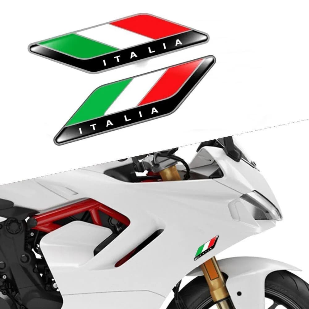 2 Pezzi/Coppia Emblema Bandiera 3D Tricolore per Tutti i Modelli, Adesivi in Silicone 3D, Decalcomanie per Auto Moto, Bandiera Nazionale Italiana