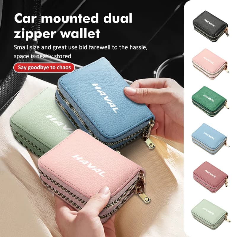 Car Double Zipper Wallet Fashion Short Credit Card Key Holder Bag For Haval Great Wall F7 H6 H1 H2 H3 H4 H5 H7 H8 H9 M4 M6 F5 F9