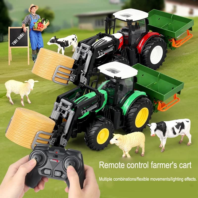 Trattore agricolo con rimorchio Inerzia giocattolo Carrello elevatore Ingegneria Modello di auto Trattore Ingegneria Auto Trattore Giocattoli Modello Game Boy K