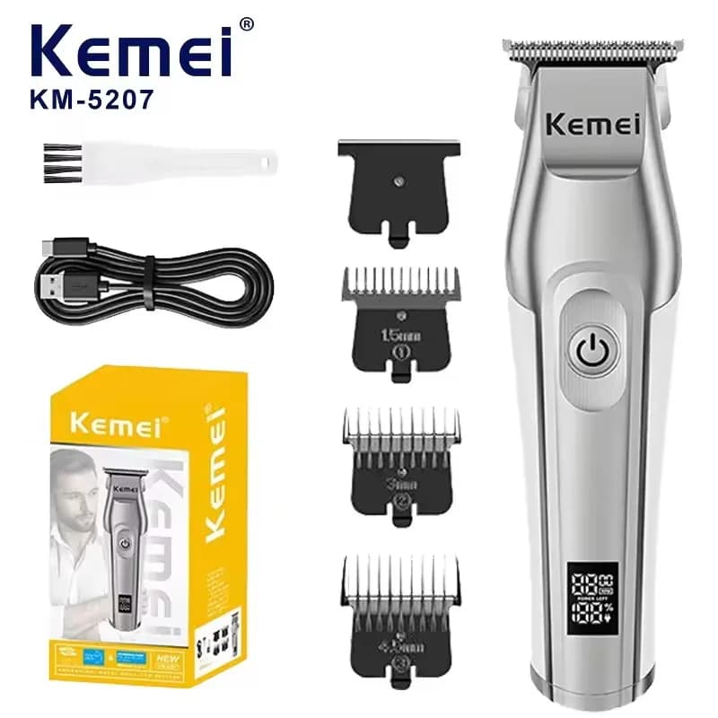 Kemei KM-5207 Tagliacapelli elettrico Parrucchiere Testa a olio professionale Intaglio Spingendo Taglio Tagliacapelli digitale Metallo