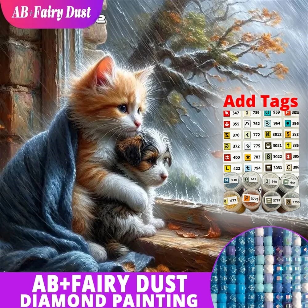 Adesivi AB Fairy Dust DMC per Pittura Diamante, con motivi Gatto, Cane, Animale, Albero, Nuovi Arrivi, Ricamo Completo Quadrato e Rotondo, Decorazioni per la Casa, Mosaico Diamante
