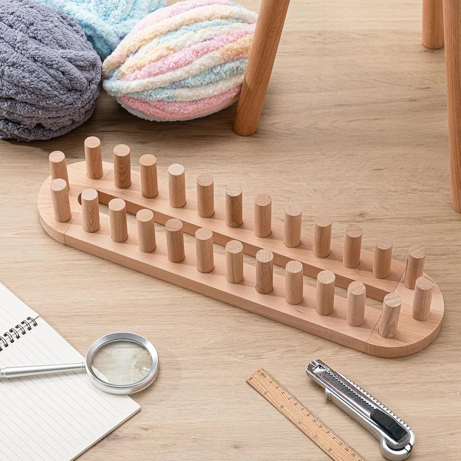Wooden Yarn Weaving Loom For Scarf Blanket Making With Modular Splicing Function